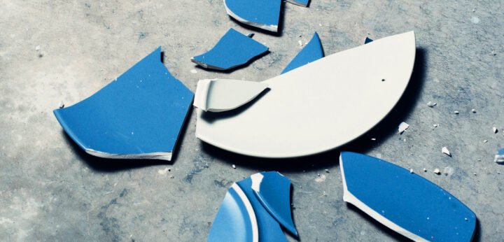 Shattered plate on the floor